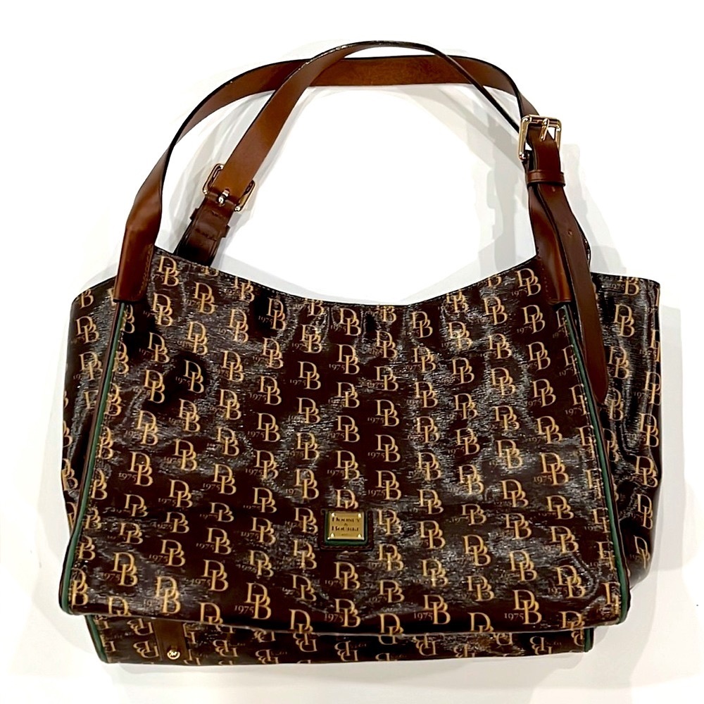 Dooney & Bourke 1975 Anniversary Monogram Coated Canvas and Leather Tote